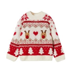 Zara Red and Cream Reindeer Sweater